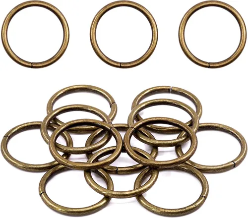 Swpeet 60 anillos de metal multiusos de bronce resistentes de 5/4 de pulgada a 1.260 in para bolsas de hardware, anillos de mano, accesorios de
