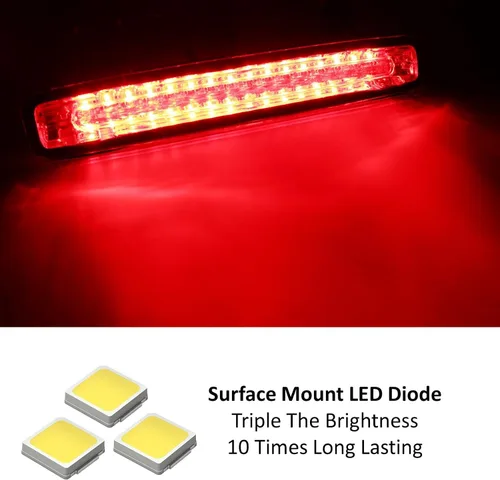 Miniatura 3 de iJDMTOY Reflector de Lente Ahumada LED Completa de Cromo Luz de Freno Tercera Compatible con Ford Mustang 2005-2009, Alimentada por 16 Emisores LED