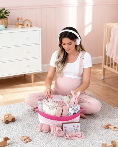 Miniatura 7 de Juego de 22 cestas de regalo para niña, rosa (recién nacido de 0 a 12 meses) Regalos premium para baby shower para niñas: juego de artículos