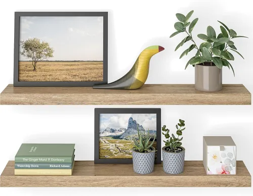 Miniatura 9 de Ballucci - Estantes flotantes, juego de estantes de pared de madera de 36" con soportes invisibles para baño, sala de estar, dormitorio, cocina