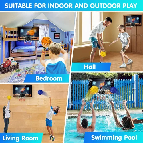 Miniatura 6 de Indoor Basketball Hoop Boys Gifts for Teens Door Room Basketball Hoop Mini Hoop with Scoreboard, 3 Balls and Batteries Basketball Toys for 8 9 10 11