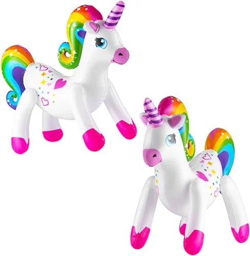 Miniatura 3 de The Dreidel Company Inflar unicornio arcoíris de 24 pulgadas (paquete de 2)