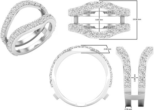 Miniatura 4 de Dazzlingrock Collection Anillo doble de 1.75 quilates (1.75 quilates) para mujer, con diamantes cultivados en laboratorio, disponible en metal