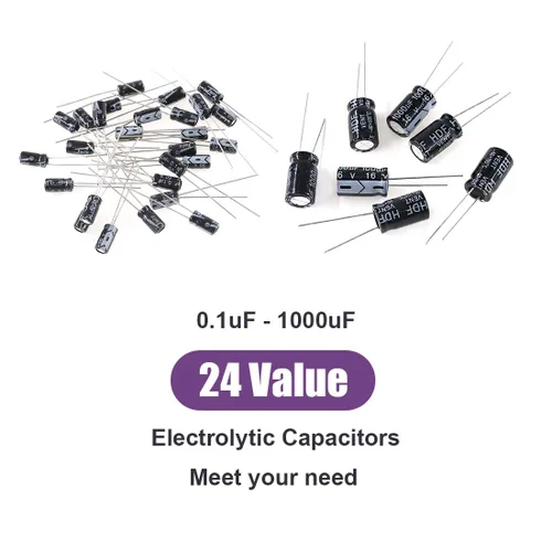 Miniatura 3 de Swpeet 240 unidades de 24 tipos de condensadores electrolíticos diferentes rango 0.1uF-1000uF Kit surtido, 10V/16V/25V/50V condensadores