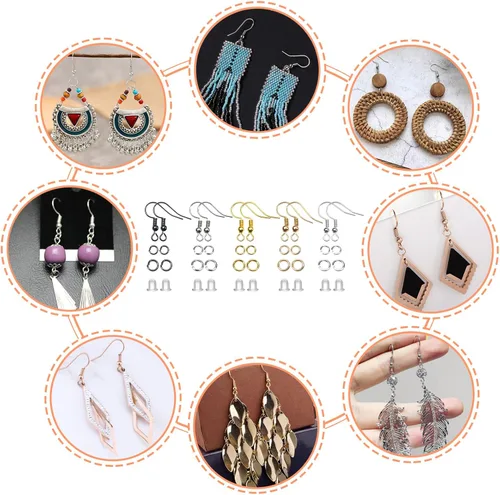 Miniatura 5 de TOAOB - Juego de 150 ganchos para aretes de 5 colores, hipoalergénicos y 1000 anillos de salto, 200 piezas de aretes para hacer aretes, fabricación