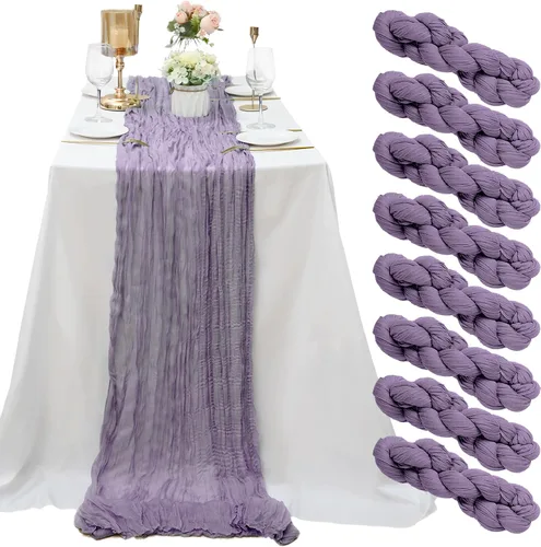 Miniatura 27 de Paquete de 8 caminos de mesa de estopilla verde salvia de 10 pies, camino de mesa de gasa, tela de queso, 35x120 pulgadas, caminos de mesa bohemios