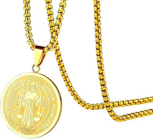 Miniatura 5 de MAXVIN Collar con colgante de exorcismo de San Benito para hombre, acero inoxidable, cruz católica, protección de demonios, cazador de fantasmas
