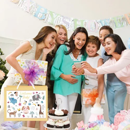 Miniatura 6 de woric Bolsa de regalo de bebé de 14.5 pulgadas para baby shower con papel de seda y tarjetas de felicitación para fiestas de cumpleaños de niños
