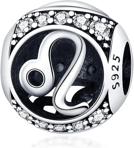 TINSLO Zodiac Sign Bead Birthday Charms 925 Sterling Silver Birthstone Charms Fits Women's Charm Bracelet & Necklace Bangle Gifts for Girls & Friends