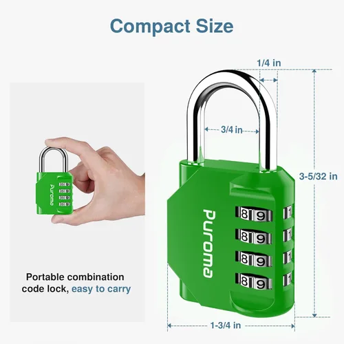 Miniatura 5 de Puroma Paquete de 4 candados de combinación para casillero de 4 dígitos al aire libre impermeable para escuela, gimnasio, deportes, valla, caja
