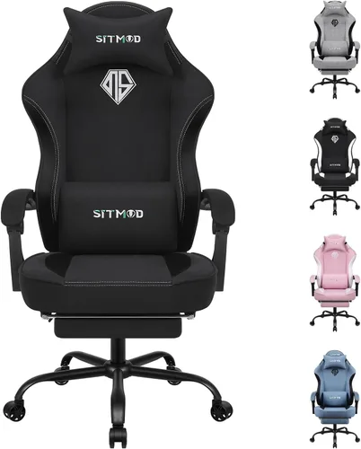 SITMOD Silla de juegos – Silla de juegos grande y alta para adultos con peso máximo de 400 libras, altura y ángulo ajustables, reposapiés y soporte