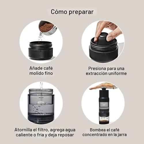 Miniatura 12 de OXO Brew Rapid Brewer - Cafetera portátil de café, preparación rápida manual de café caliente y frío, cafetera manual compacta, cafetera de viaje