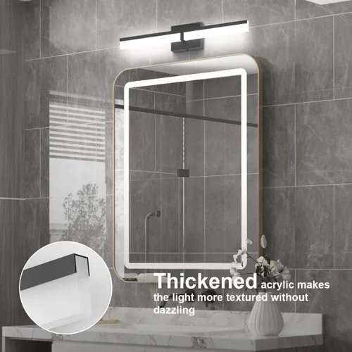 Miniatura 2 de Tipace Lámparas de baño negras de 24 pulgadas, luces LED modernas sobre espejo (luz blanca, 6000 K)