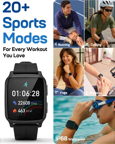 Miniatura 5 de MorePro Rastreador de actividad física con monitor de frecuencia cardíaca y presión arterial 24/7, oxígeno en sangre y rastreador de sueño, reloj