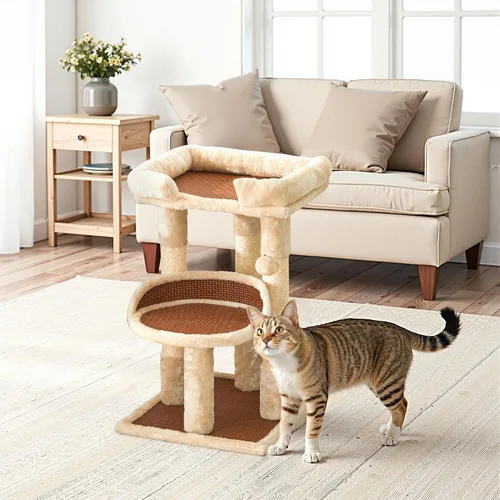 Miniatura 8 de Fansafurn Árbol de varios niveles para gatos de interior, torre moderna para gatos con camas dobles y postes rascadores, árbol para gatos grandes