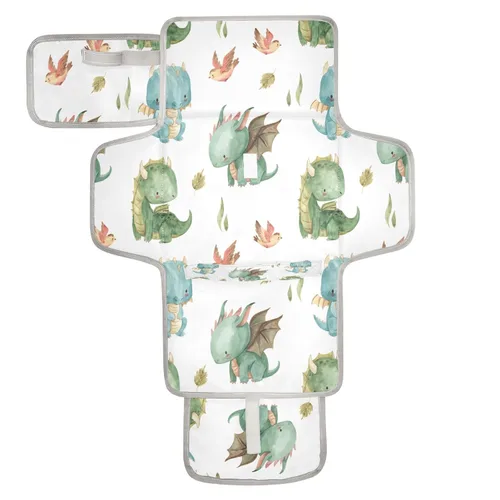 Kigai Cambiador de pañales portátil con diseño de dragón lindo para bebé, impermeable y plegable, para baby shower, niñas y niños recién nacidos