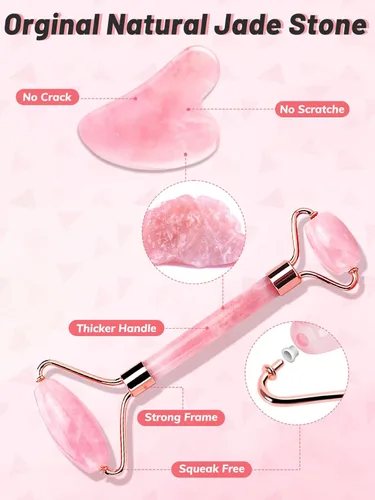 Miniatura 2 de Deciniee Herramientas de rodillo facial Gua Sha: herramientas faciales de rodillo de jade para el cuidado de la piel - Masajeador facial para cara