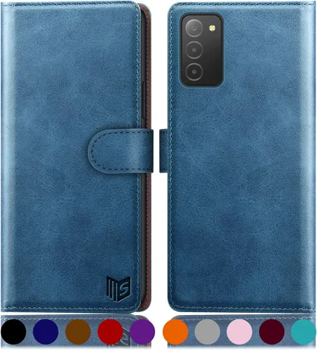 Miniatura 14 de SUANPOT Funda tipo cartera para Samsung Galaxy A03S 【Bloqueo RFID】 Soporte para tarjetas de crédito, libro de folio con tapa de cuero PU Funda a