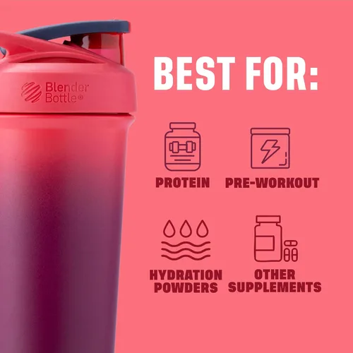 Miniatura 4 de BlenderBottle Sport Sleek - Botella agitadora de acero inoxidable aislada con batidor de alambre, 25 onzas, Sangria Ombre – Batidos de proteínas e