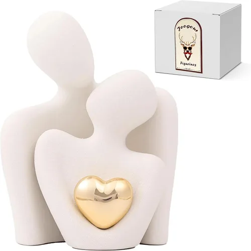 Decoración para el Hogar para Parejas, Mini Estatua de Cerámica en Pareja para Estante de Tv, Decoración de Dormitorio Estatua de Amor en Pareja