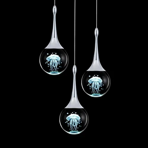 Miniatura 8 de CHYING Lámpara colgante dorada de cristal LED Iluminación colgante de medusa lágrima luces colgantes mini luces colgantes para isla de cocina, baño