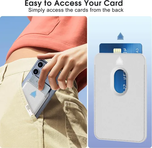 Miniatura 4 de ILYMUS Magsafe - Cartera magnética para iPhone serie 15141312, funda de cuero para teléfono celular, delgada, bloqueo RFID, Blanco, Elegante