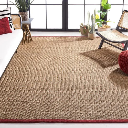 Miniatura 33 de Safavieh Natural Fiber NF114P - Alfombra redonda de hierba marina, tejido de canasta, con borde, de 244 cm, color gris Natural/ gris