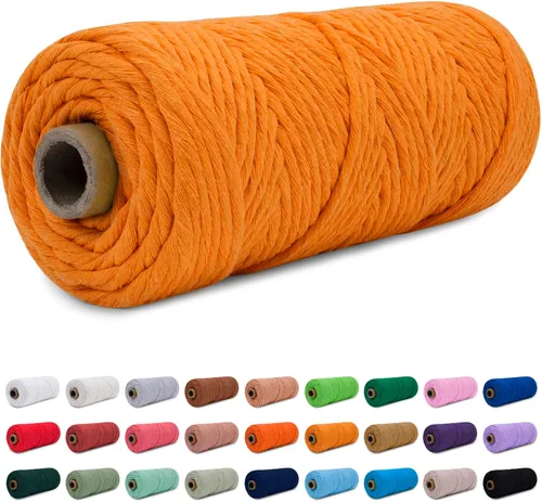Miniatura 12 de CAMAL Cordón de macramé de 0.157 in x 109 yardas (328.1 ft), cuerda de algodón de color para tejer, manualidades, colgar en la pared, proyectos