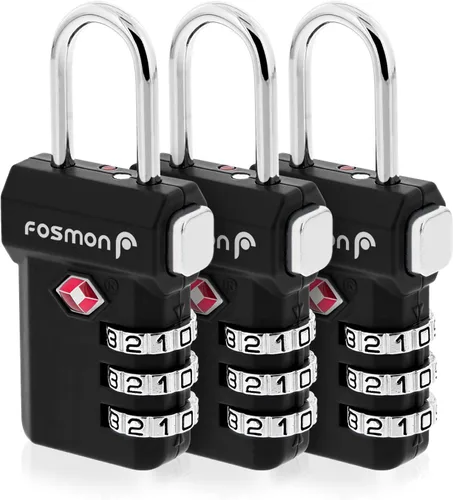 Miniatura 9 de Fosmon Cerraduras de equipaje aceptadas por la TSA, indicador de alerta abierta Fosmon de 3 dígitos con combinación de códigos de candado, cuerpo
