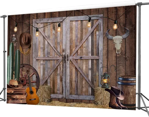 Miniatura 4 de Fondo de vaquero occidental de 10 x 10 pies, suministros para fiestas, decoración del salvaje oeste, decoración rústica de madera para casa