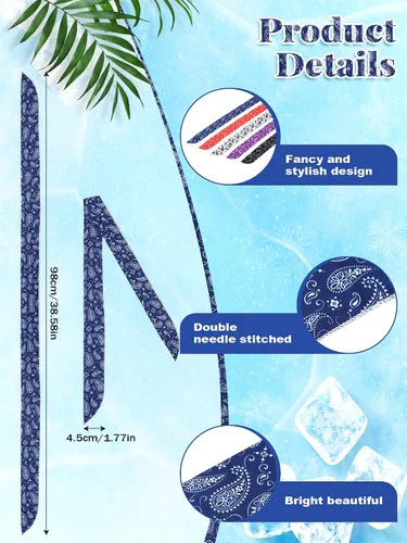 Miniatura 21 de Janmercy 10 unidades de teñido anudado para el cuello, bufandas refrescantes, bandanas de hielo de verano para hombres y mujeres, camping, correr