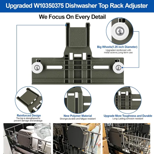 Miniatura 6 de Actualizado W10350375 Piezas de Ajuste de Estante Superior de Lavavajillas para Whirlpool WDT730PAHZ0 WDT750SAHZ0, Piezas de Estante Superior