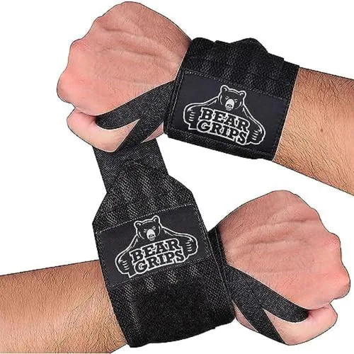 Miniatura 9 de Bear Grips Muñequeras para levantamiento de pesas Correas de muñeca para levantamiento de pesas Muñequeras de gimnasio extra fuertes Dos