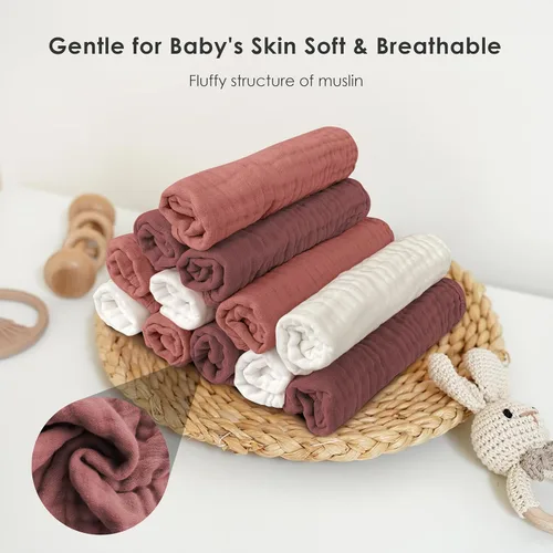 Miniatura 4 de Paños de muselina para eructos para bebé, 100% algodón, para unisex, niño, niña - Grandes 20" x 10", productos esenciales para recién nacidos, ultra
