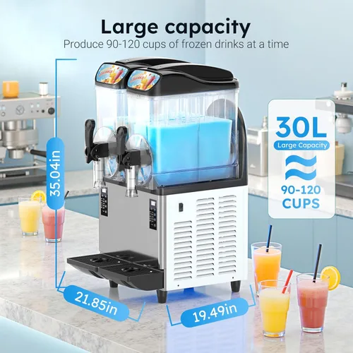 Miniatura 6 de Máquina Comercial de Margarita y Granizado Mojgar de 30L 8 Gal, 1100W 110V, batidora de bebidas heladas para bar, máquina eléctrica grande