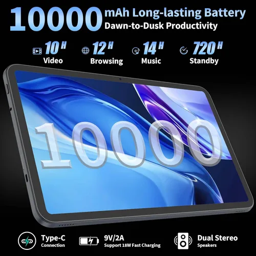 Miniatura 7 de Tablet Android 16 de 13 pulgadas 2026 con teclado, 32 GB+256 GB+2 TB expandir, tabletas PC con Gemini AI, Octa-Core, 10000mAh, pantalla de 120 Hz