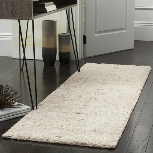 SAFAVIEH Florida Shag Collection - Tapete para pasillo, 2 pies 3 pulgadas x 7 pies, color crema y beige, diseño de volutas, no desprende pelusa y de