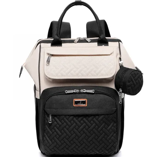 Miniatura 13 de BabbleRoo Mochila para pañales, bolsa cambiadora de pañales multifunción con cambiador, correas para cochecito y funda para chupete, mochila