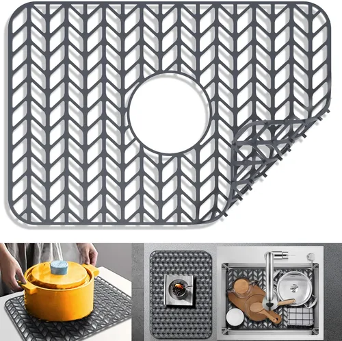 Miniatura 17 de Protectores de fregadero para fregadero de cocina de 12, 13, 16, 18, 19, 24, 26, 28, 29, 30 pulgadas, alfombrilla de silicona para fregadero