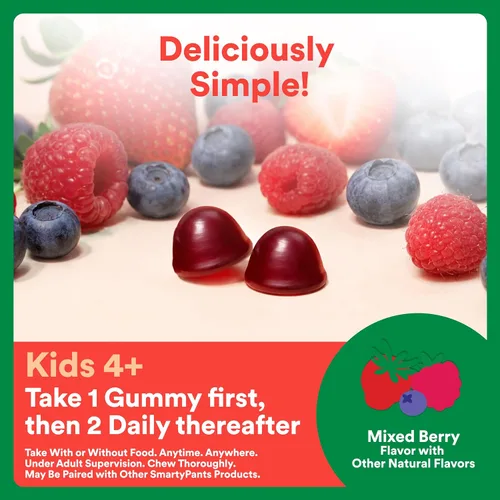 Miniatura 6 de SmartyPants Kids Multivitamin & Fiber Gummies: Prebiotic Fiber to Support Kids Digestion with Vitamin D3, C, Vitamin B12, B6, A, Zinc, Biotin