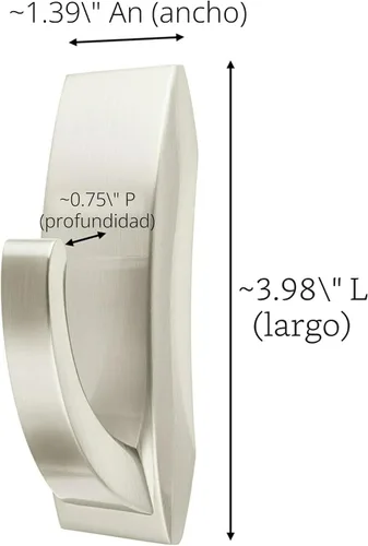 Miniatura 2 de Gancho de metal para baño Command Modern Reflections, pequeño, níquel satinado, 1 gancho con cinta resistente al agua (MR01-SN-BES)., MR03-SN-B