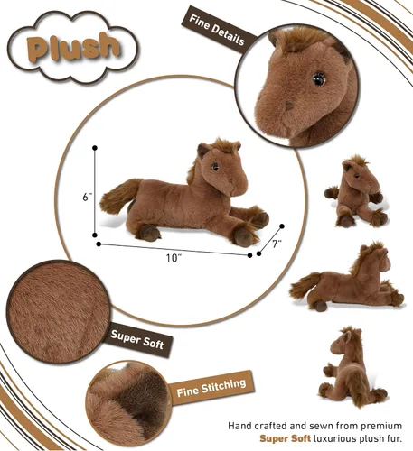 Miniatura 3 de DolliBu Fancy - Caballo marrón mentiroso súper suave, lindos animales de peluche realistas para niñas, niños, adultos, regalos de animales