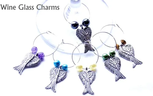 Miniatura 5 de Zhiheng Surtido de 60 dijes de alas de ángel, colgantes de aleación para copas de vino, pulseras, collares, aretes, joyería, fabricación
