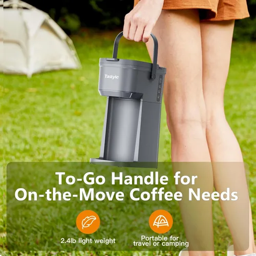 Miniatura 4 de Tastyle Cafetera de Una Sola Porción para Una Taza, para Cápsulas K y Café Molido, Mini Cafetera con Asa Portátil, Tamaño de Preparación de 6 a 12
