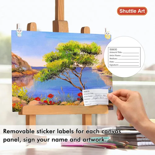 Miniatura 7 de Shuttle Art Kit de pintura en lienzo, paquete de 50, 28 lienzos de varios tamaños para pintar y 22 herramientas de arte