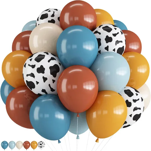 Miniatura 14 de Jobkoo Globos Azules y Blancos, 60 Pzs Globos de Látex Pastel Azul Bebé Plateado de 12 Pulgadas con Globos de Confeti Metálico Globos de Graduación