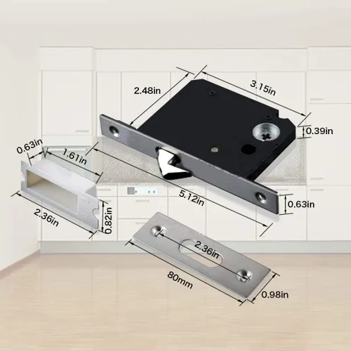 Miniatura 5 de CCJH Puerta corrediza de madera de granero invisible para puerta corrediza, manija de taza con llaves (plateado (diámetro 2.95 pulgadas)
