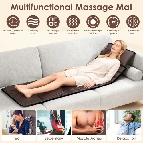 Miniatura 2 de KOCASO Alfombrilla de masaje de cuerpo completo de piel sintética, almohadilla multifuncional para silla de masaje con temporizador de calor