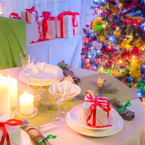 Miniatura 7 de 12 manteles redondos de plástico desechables para Navidad, suministros para fiestas de Año Nuevo, fundas de mesa redondas impermeables para Navidad