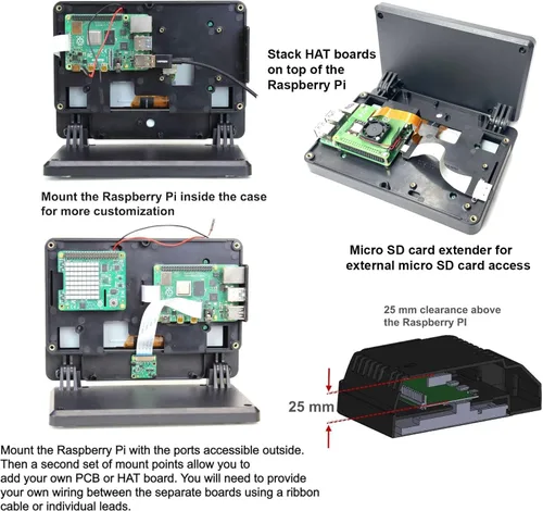 Miniatura 4 de SmartiPi Touch Pro 2 para Raspberry Pi 4 y 5 (pequeño, con acceso externo a tarjeta Micro SD)
